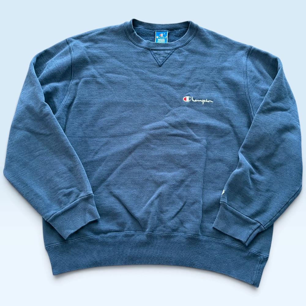 Vintage Champion Sweatshirt Mens 2XL Blue Fleece Crewneck Made In USA Logo